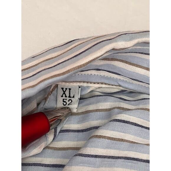 Vintage 80s New Valentino Jeans Shirt Stripe Seersucker Button Down Size XL - Picture 4 of 12